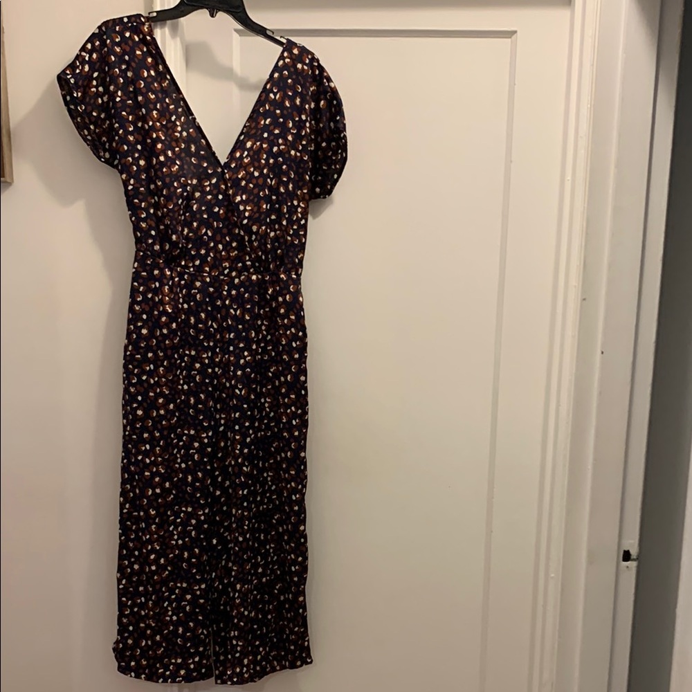 bishop + young Dark Blue Floral Midi Jumpsuit - Preloved